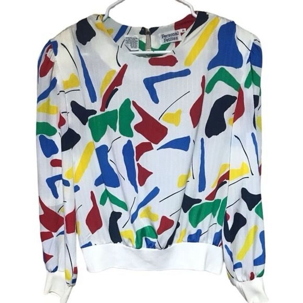 Vintage Personal Petites Abstract Multicolor Top
